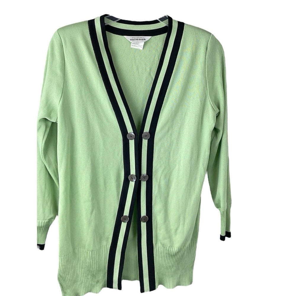 Exclusively Misook Women's  Green Long Sleeve Button Down  Cardigan‎ SZ S